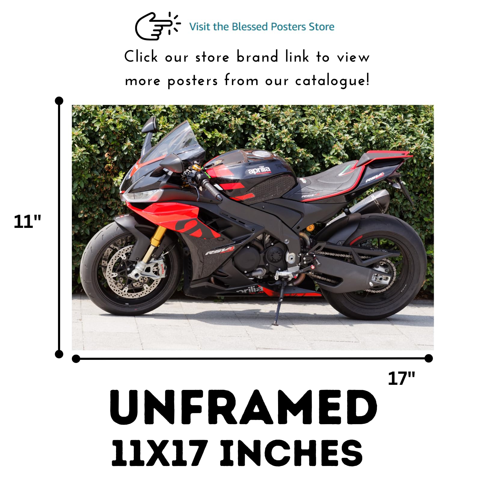 Aprilia RSV4 Motorbike Poster - Sportbike Wall Art Decor for Garage, Office, or Rider Spaces