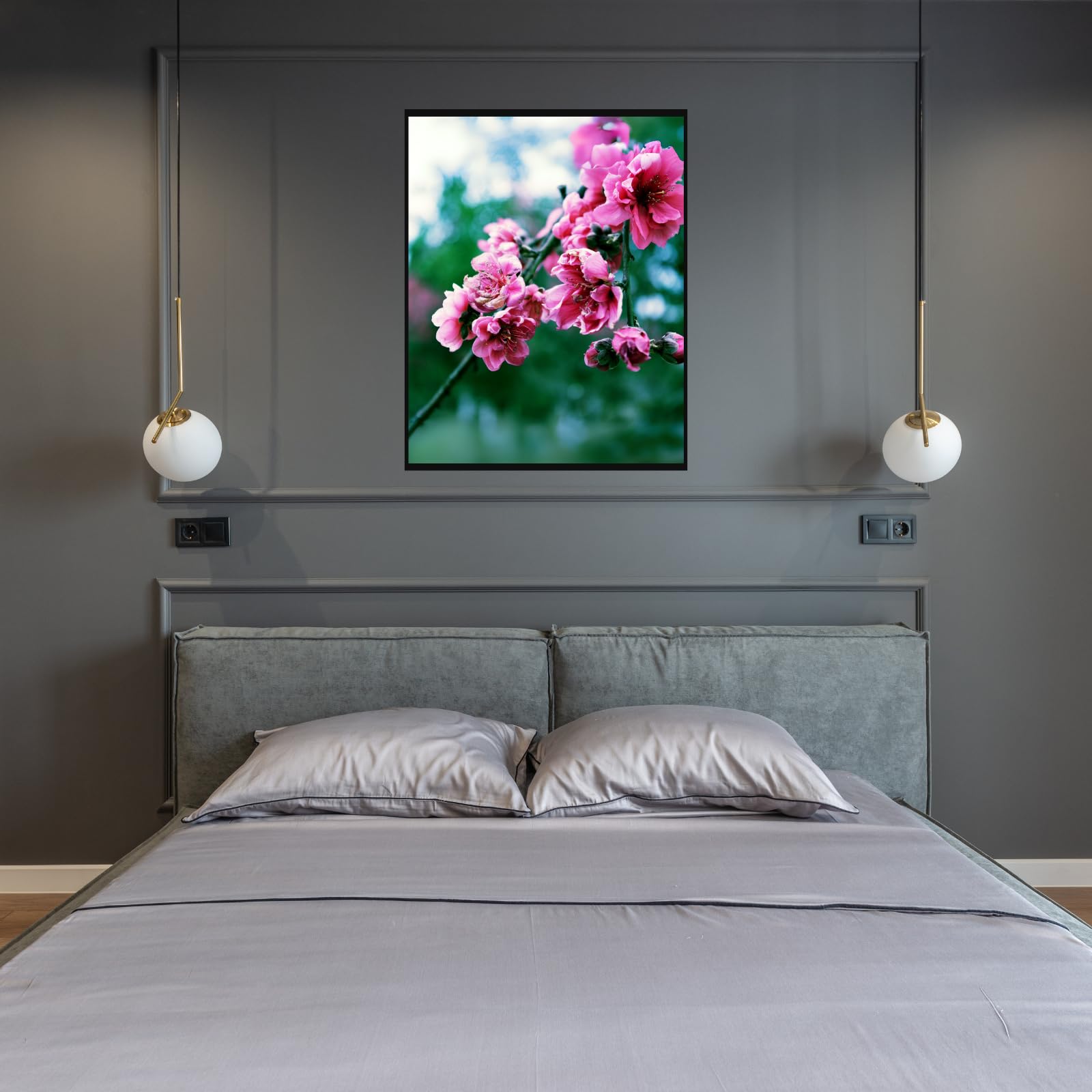 Peach Blossom Wall Art Poster for Home Decor – Botanical Floral Print for Living Room, Bedroom, Office Decoration