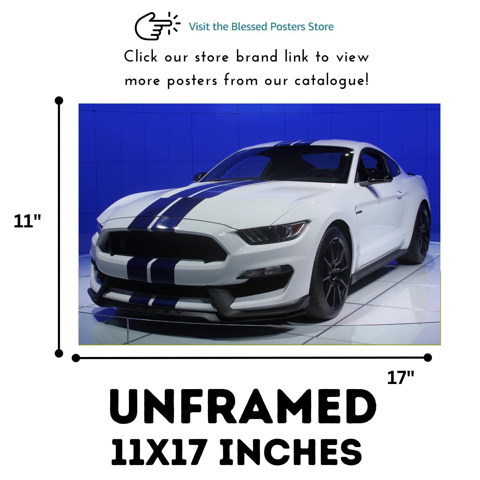 Blessed Posters Shelby Poster – Iconic American Muscle Car Wall Art for Garage Office Living Space – Vintage Automotive Print