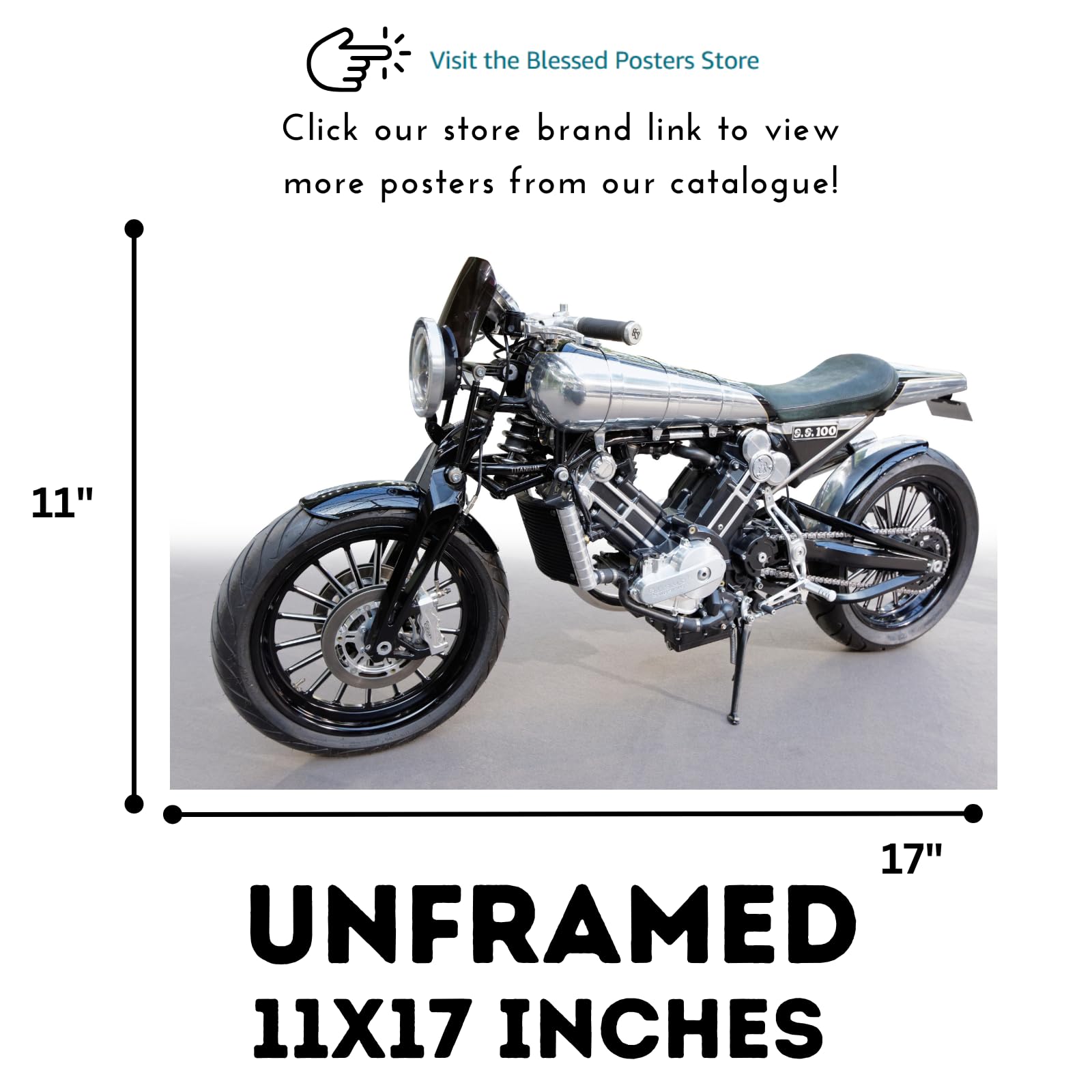 Brough Superior SS100 Poster - Classic Bike Decor for Garage or Office, or Man Cave