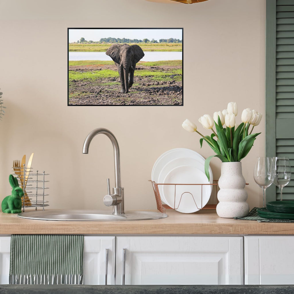 Elephant Artwork Poster – National Park Safari Scene for Living Room, Office, or Bedroom Wall Décor