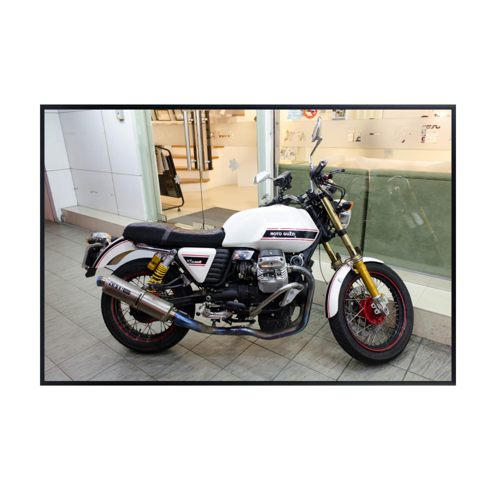 Moto Guzzi V7 Motorbike Poster - Vintage Motorcycle Wall Art Decor for Garage, Office or Living Room
