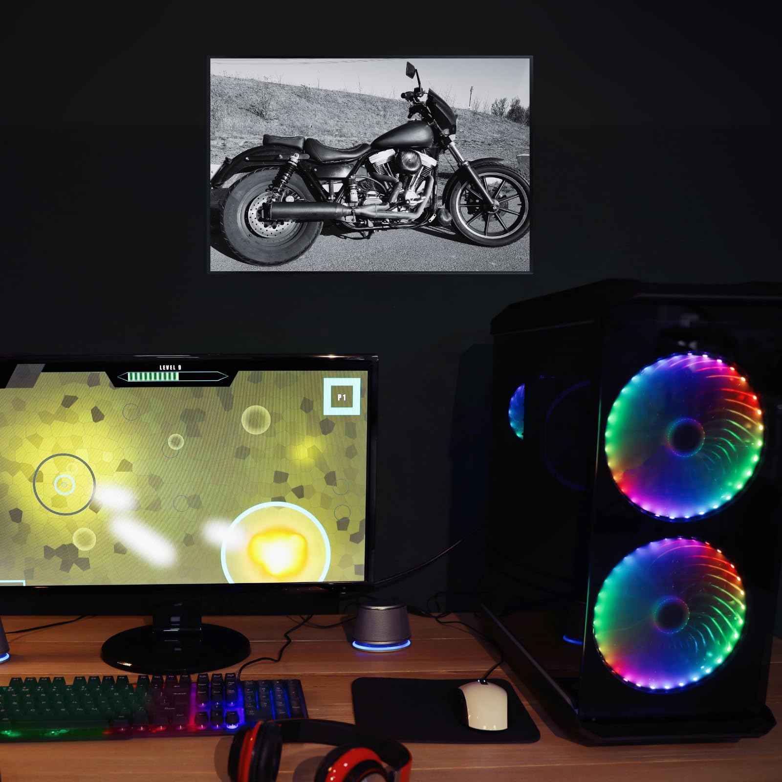 FX Superglide Motorcycle Poster - Power Cruiser Wall Deco for Office, Living Room or Man Cave