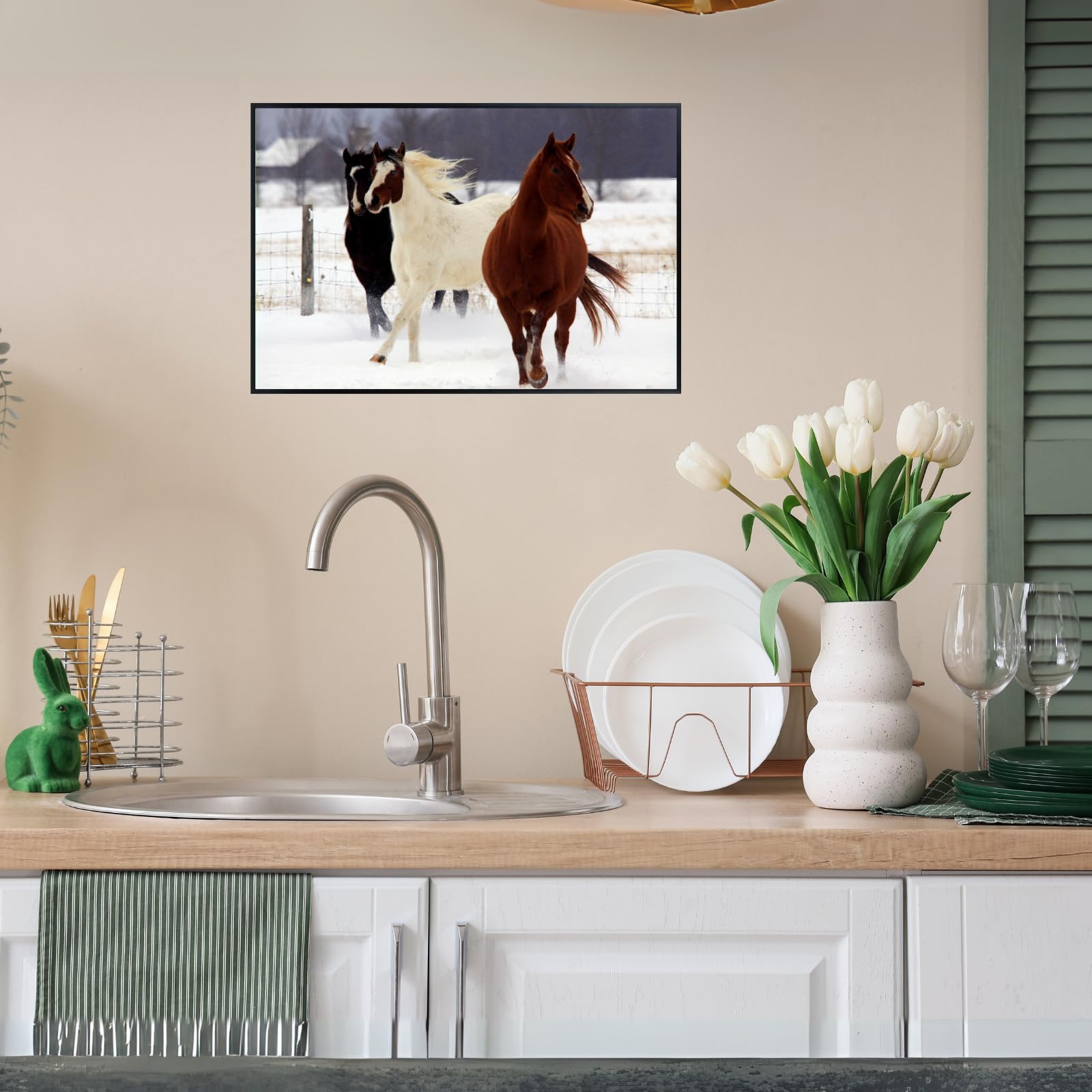 Wildlife Wall Art – Carlton Horses Poster Print for Bedroom, Living Room, Office, or Study Décor