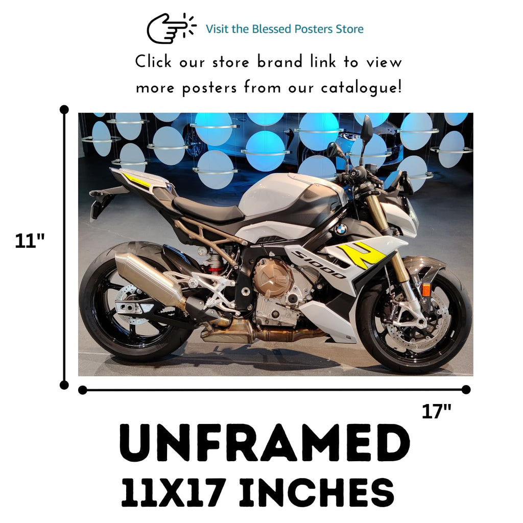 BMW S1000R Motorcycle Wall Art Poster – Modern Motorbike Decor for Garage, Office, or Living Room