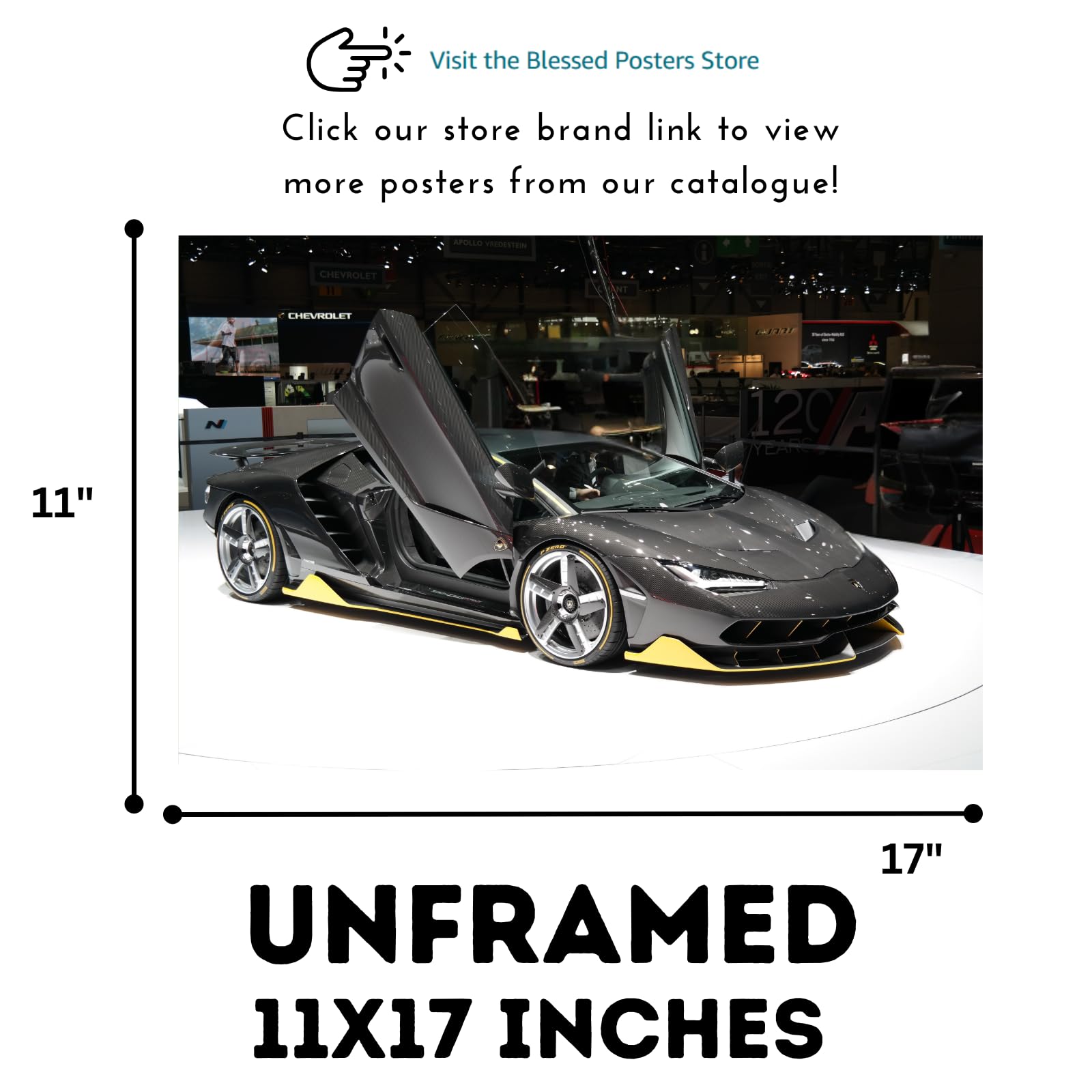 Blessed Posters Lamborghini Aventador SVJ Poster – Luxury Supercar Wall Art Print, Hypercar Artwork for Garage, Office, Bedroom, or Living Room Decor