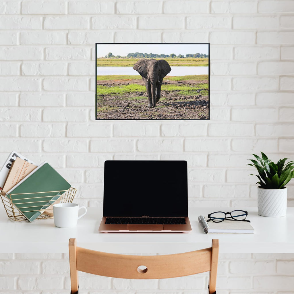 Elephant Artwork Poster – National Park Safari Scene for Living Room, Office, or Bedroom Wall Décor