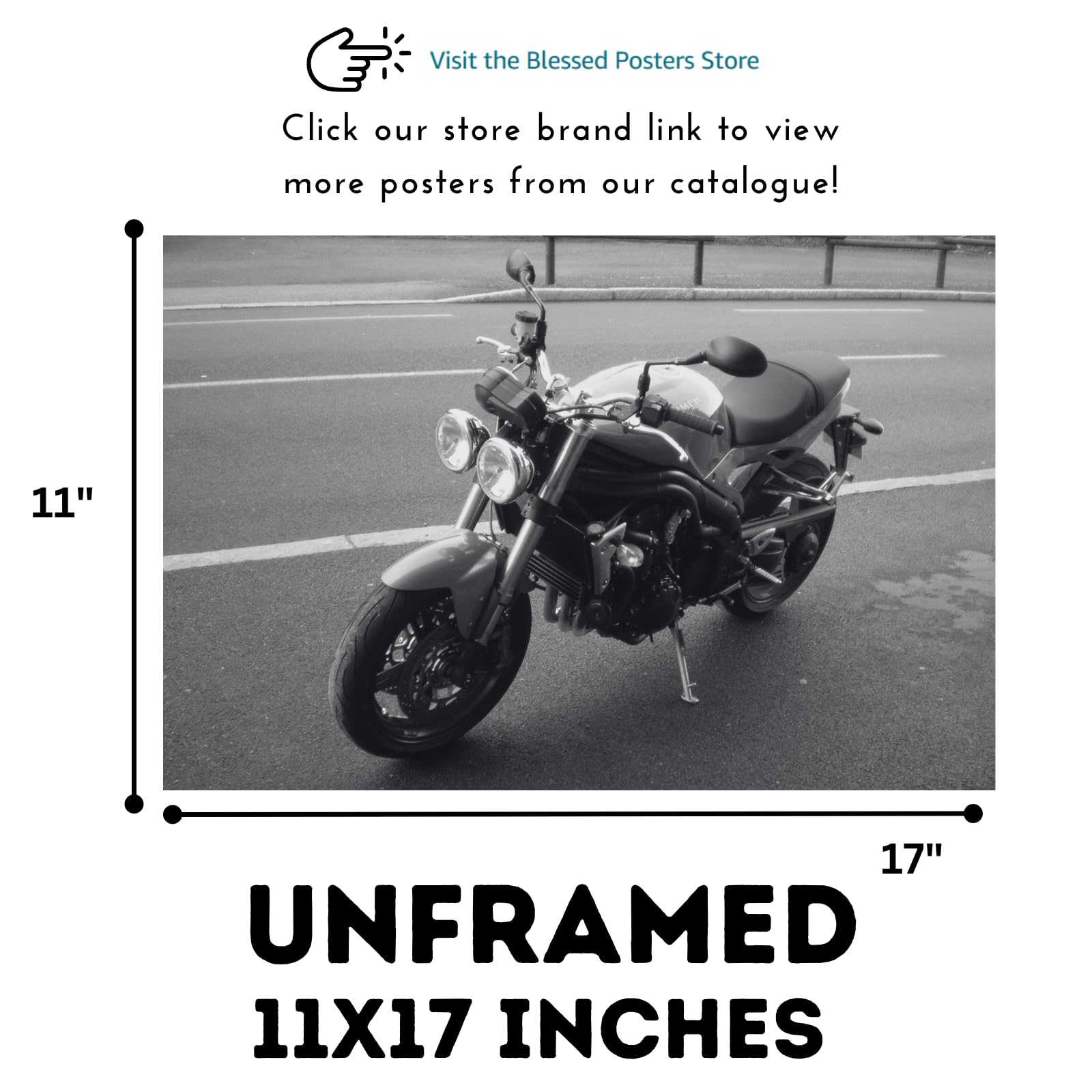 Yamaha VMAX Motorcycle Poster - Power Cruiser Wall Deco for Rider Garage, Living Room or Man Cave