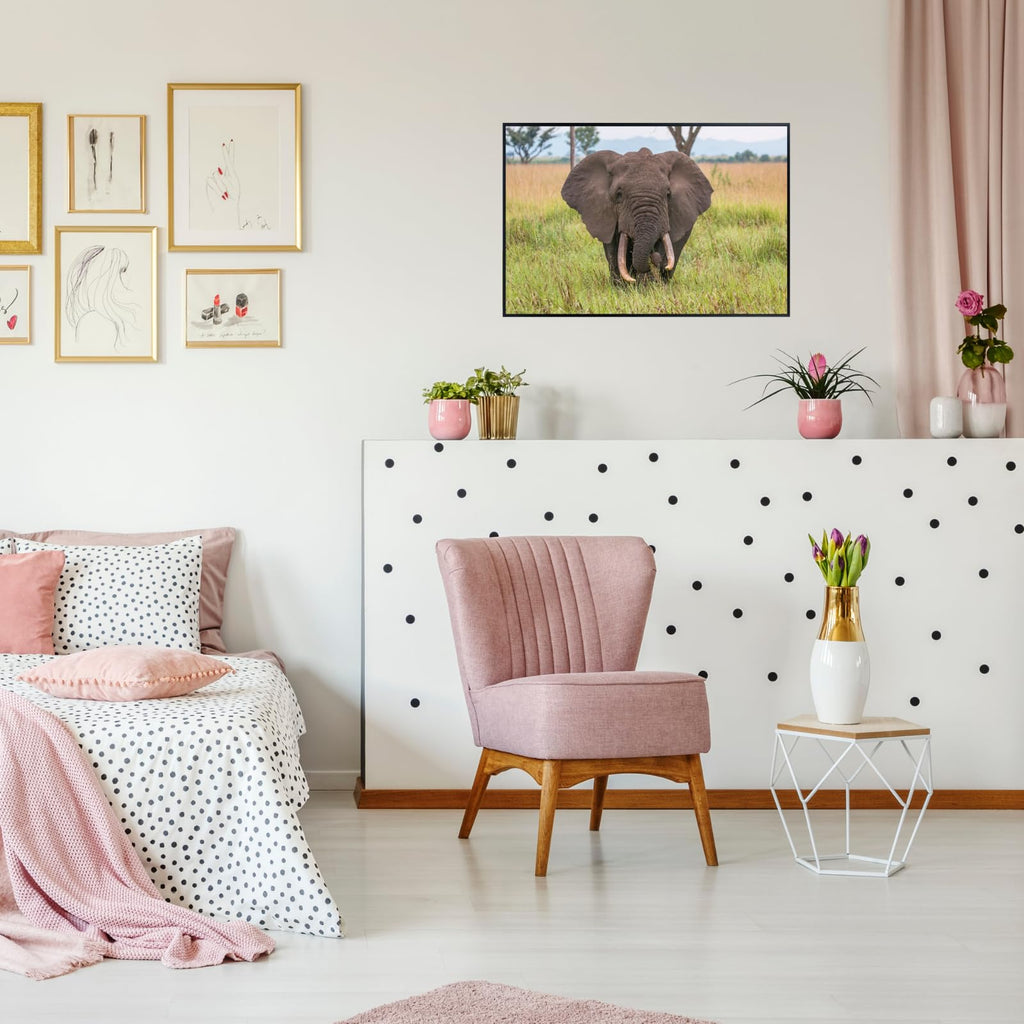 African Elephant Wall Art – Wildlife Animal Canvas Print – Safari Home Decor for Living Room, Bedroom, Kids Room – Gifts for Animal Lovers