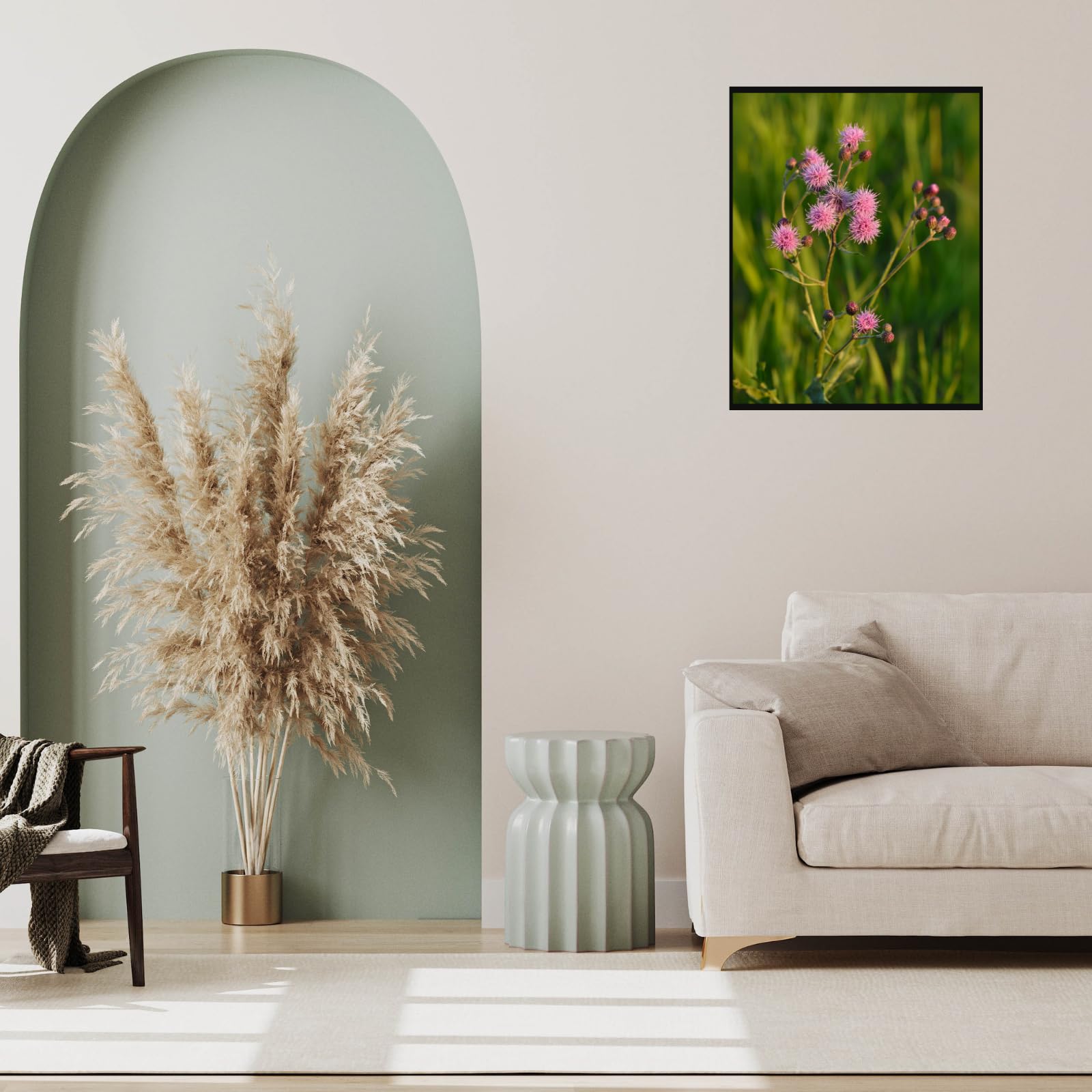 Pink Thistle Wall Art Poster – Botanical Flower Home Decor, Nature Print for Living Room, Bedroom, Office