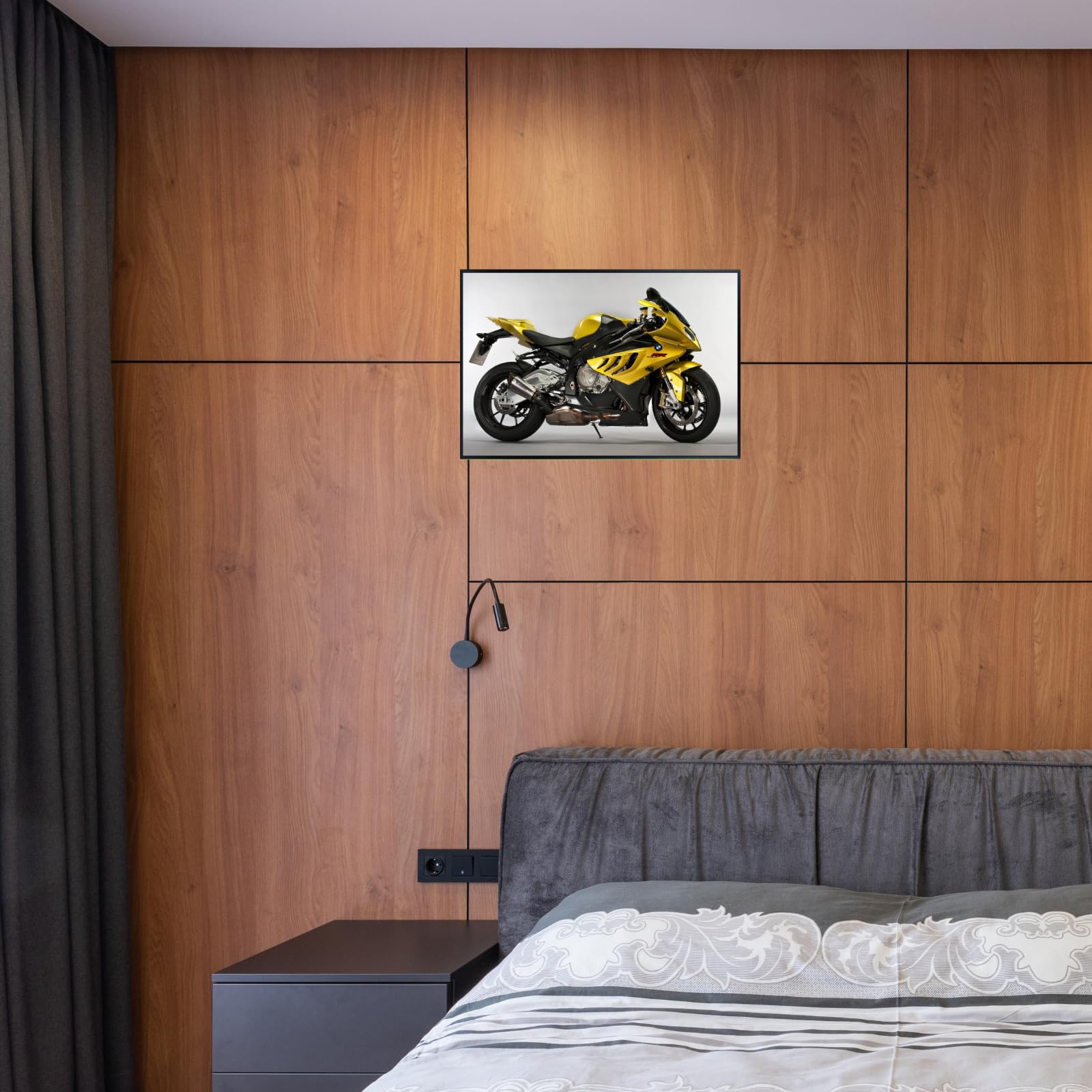 BMW S1000RR Motorcycle Wall Art Poster – Modern Motorbike Decor for Garage, Office, or Living Room