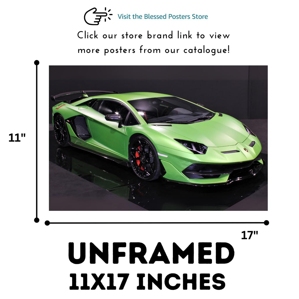 Blessed Posters Lamborghini Aventador SVJ Poster – Luxury Hypercar Wall Art Print for Garage Office Bedroom Living Room Décor – Exotic Supercar Gift