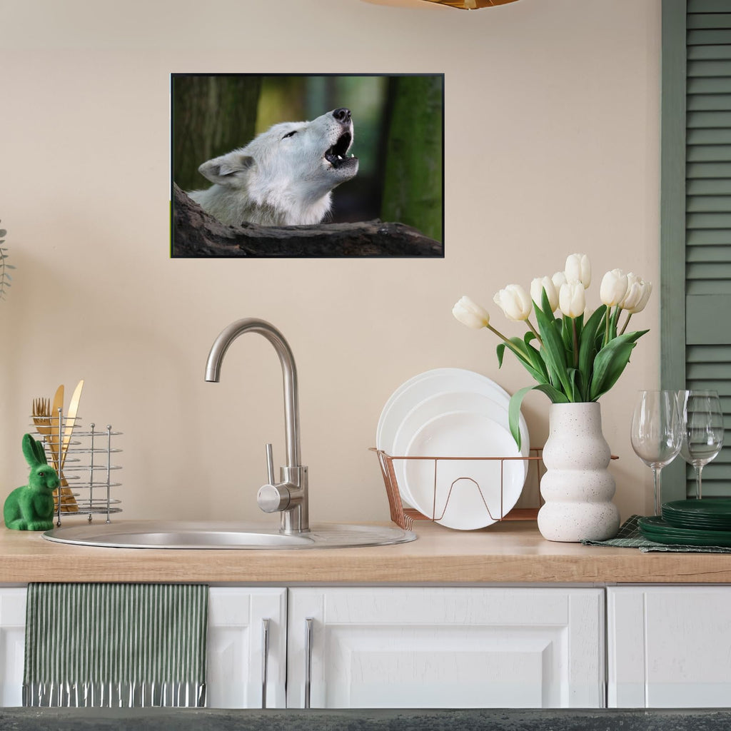 Howling Wolf Artwork – Wildlife Poster Print for Bedroom, Living Room, Office, or Home Décor