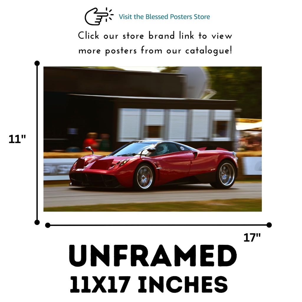 Blessed Posters Pagani Huayra Poster – Luxury Hypercar Wall Art Print for Garage Office Bedroom Living Room Décor – Exotic Car Gift
