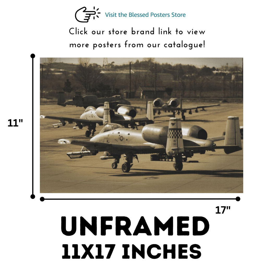 Fairchild Republic A-10 Thunderbolt II Poster – Military Jet Wall Art for Office, Pilot, or Aviation Enthusiast