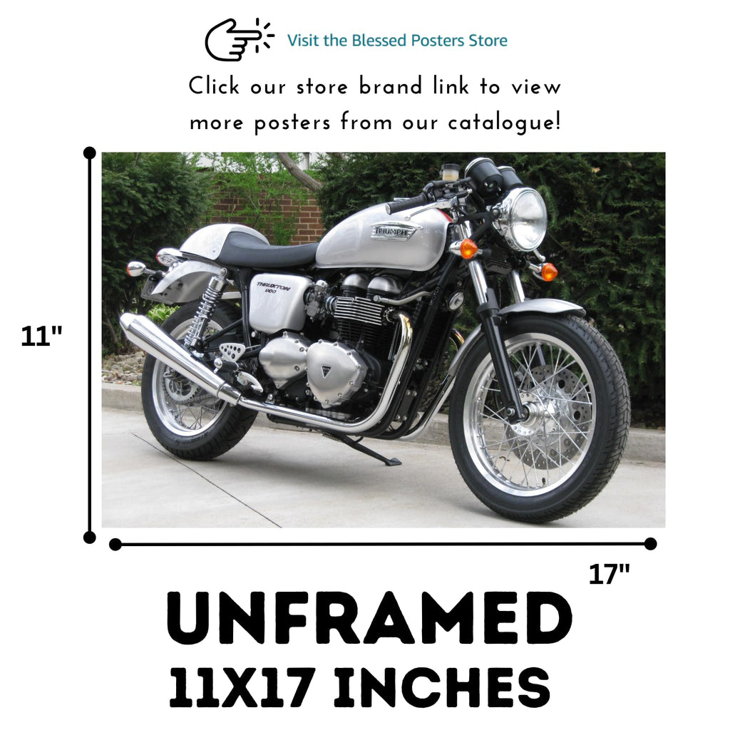 Triumph Thruxton 900 Motorcycle Poster Cafe Racer Print Motorbike Wall Art Decor for Garage, Office, or Man cave