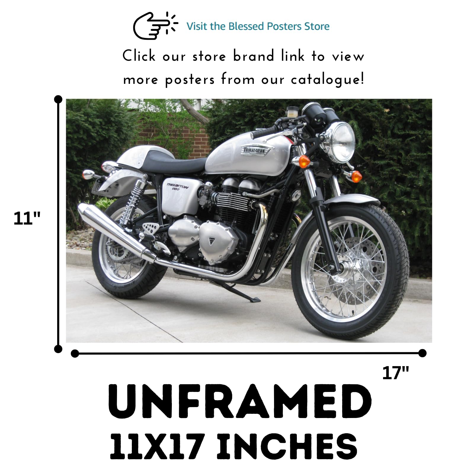 Triumph Thruxton 900 Motorcycle Poster Cafe Racer Print Motorbike Wall Art Decor for Garage, Office, or Man cave