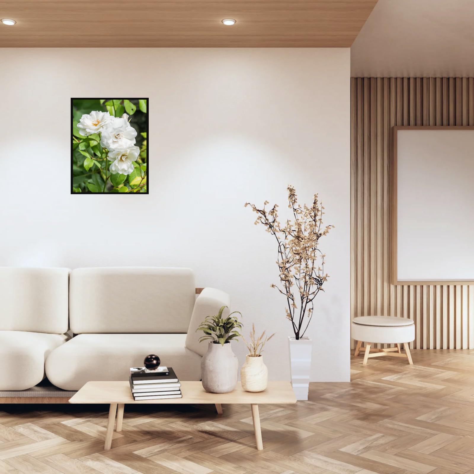 White Rosa Floribunda Wall Art Poster – Elegant Flower Home Decor Print for Living Room, Bedroom, Office, and Garden Lovers