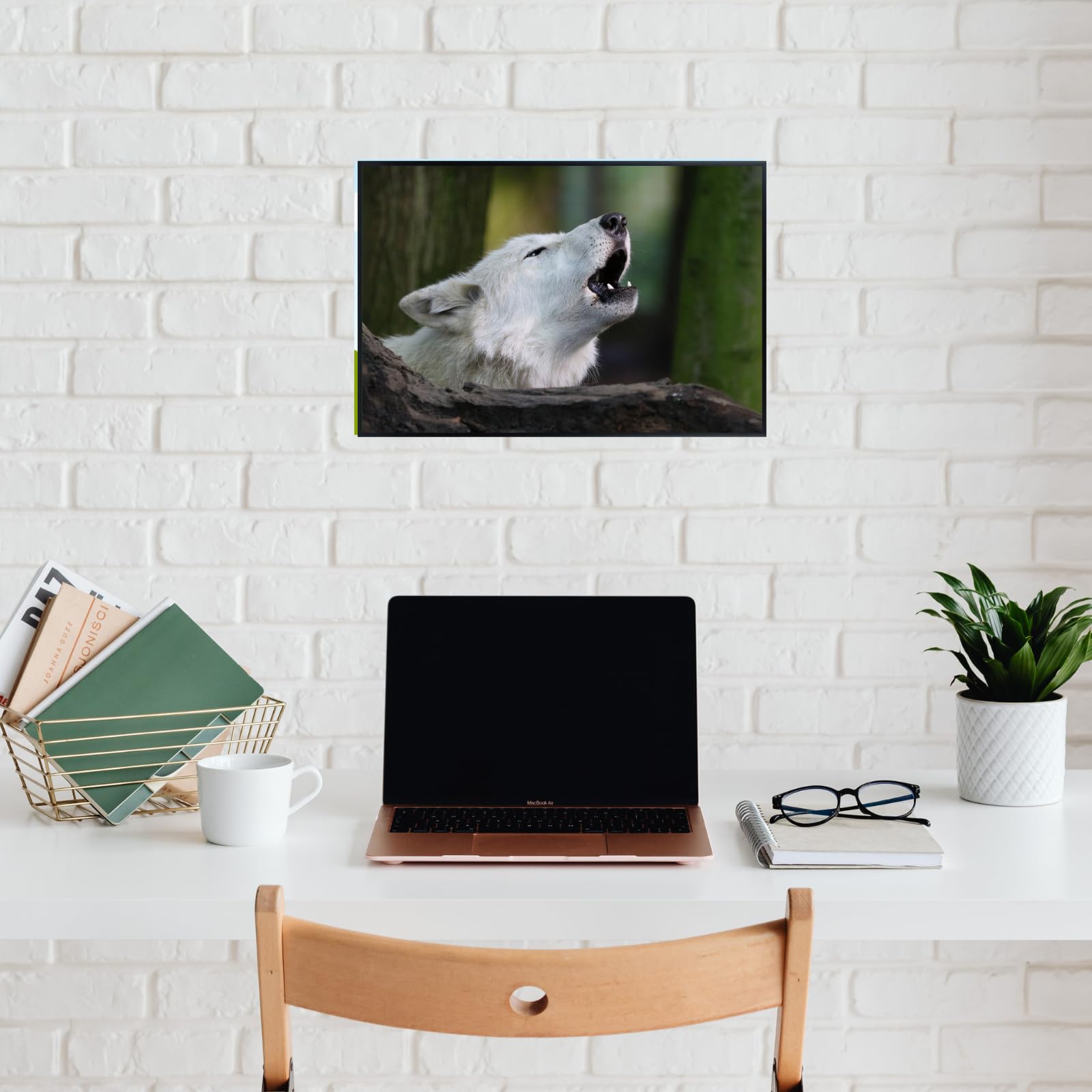 Howling Wolf Artwork – Wildlife Poster Print for Bedroom, Living Room, Office, or Home Décor