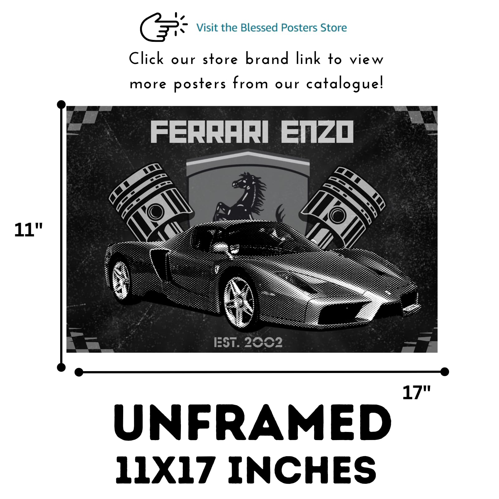 Blessed Posters Ferrari Enzo Poster – Luxury Hypercar Wall Art Print – Exotic Car Poster for Garage Office Bedroom Home Décor