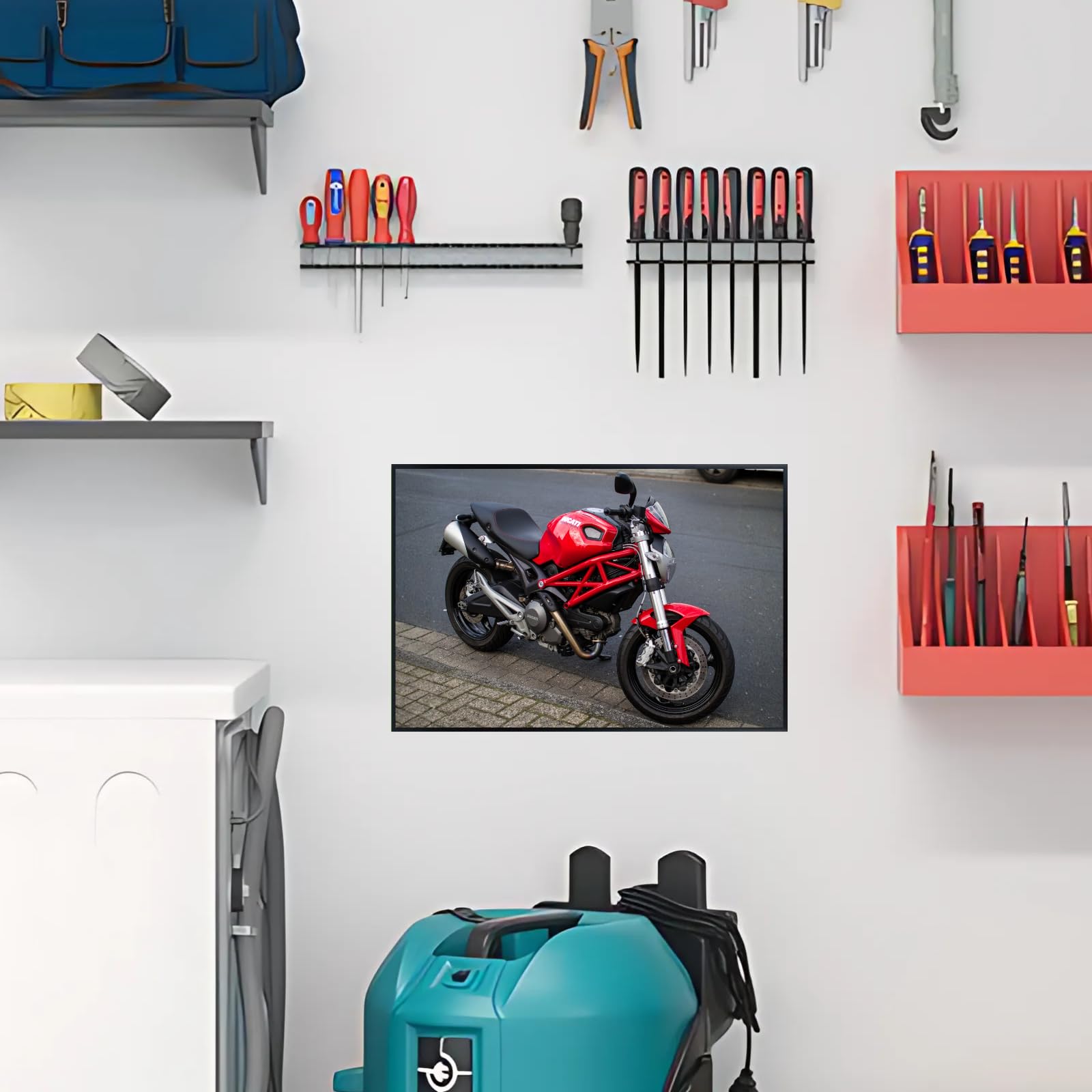 Ducati Monster 696 Motorcycle Poster - Street Bike Wall Art Print for Garage, Office, Man Cave
