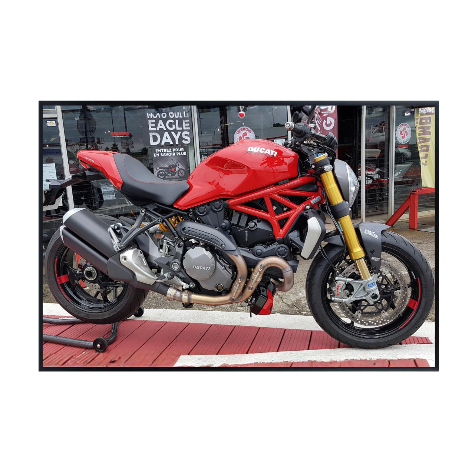 Ducati Monster Motorcycle Poster - Street Bike Wall Art Print for Garage, Office, Man Cave Decor