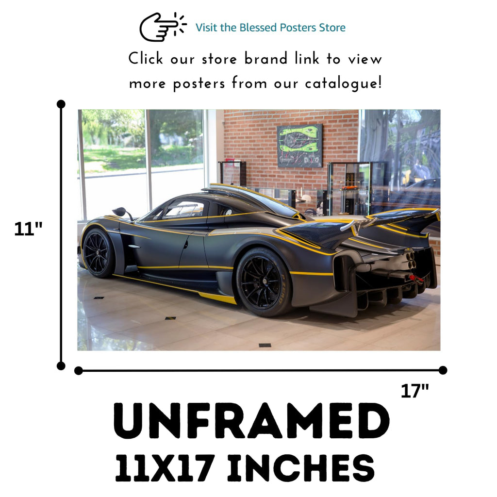 Blessed Posters Pagani Huayra Poster – Exotic Luxury Supercar Wall Art Print for Garage Office Bedroom Living Room Décor – Automotive Gift