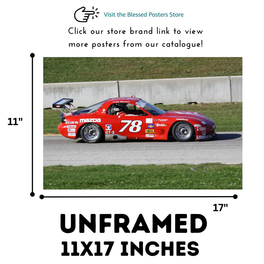 Blessed Posters Mazda RX-7 FD Poster – Timeless Japanese Sports Car Wall Art for Office Bedroom or Den – Bold JDM Auto Enthusiast Decor