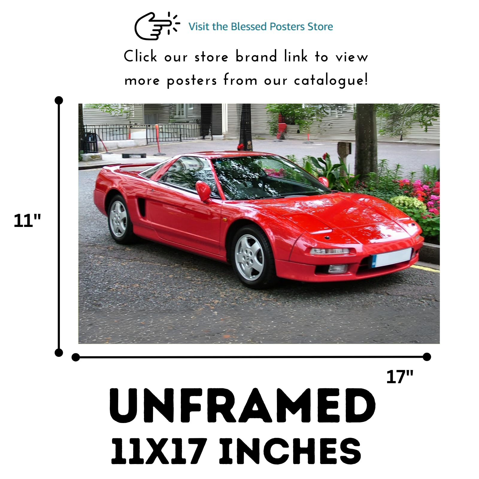 Blessed Posters NSX NA1 Print – Timeless JDM Supercar Wall Art for Office Bedroom Garage or Living Room Decor