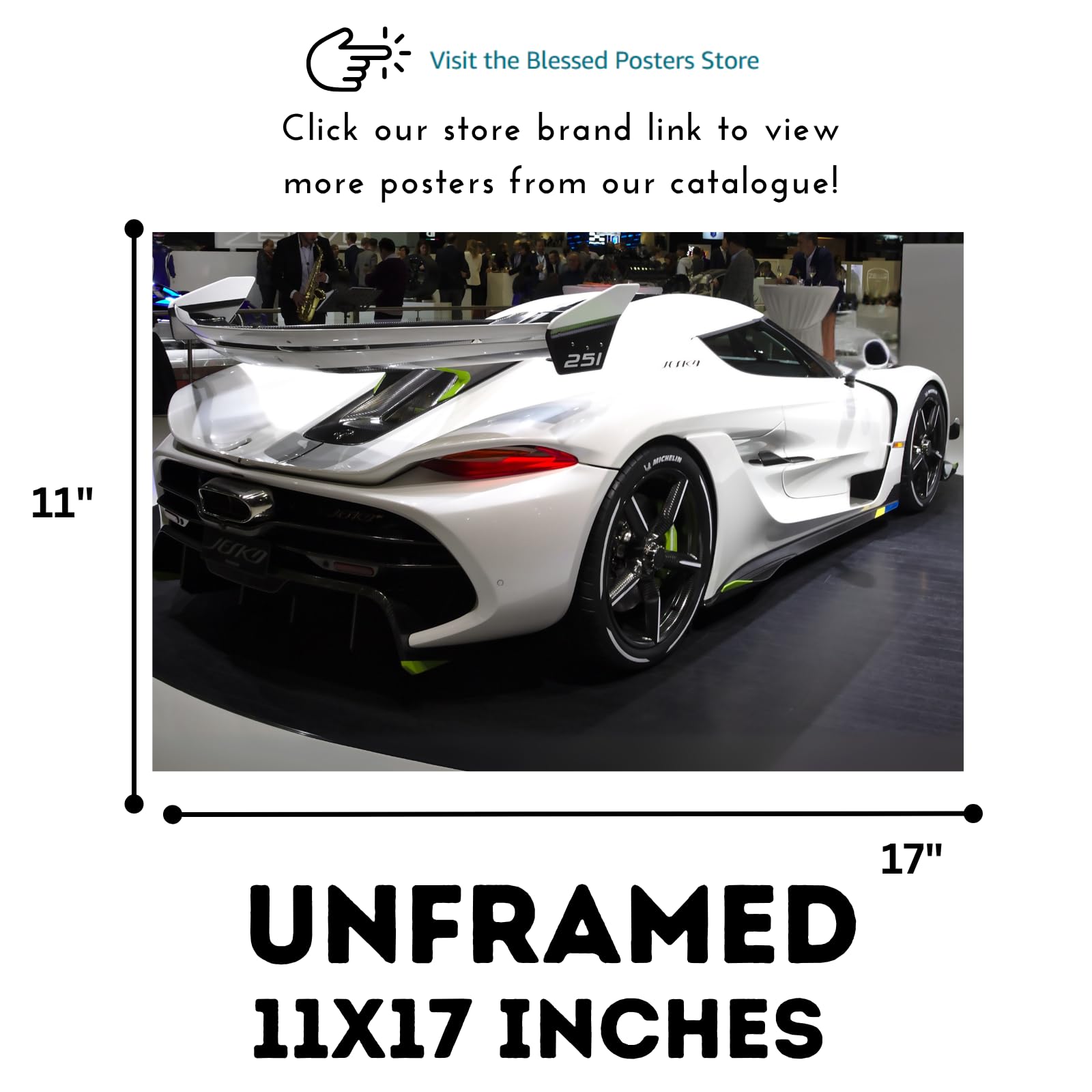 Blessed Posters Koenigsegg Jesko Poster – Hypercar Wall Art Print – Luxury Car Poster for Garage Office Bedroom Living Room Décor