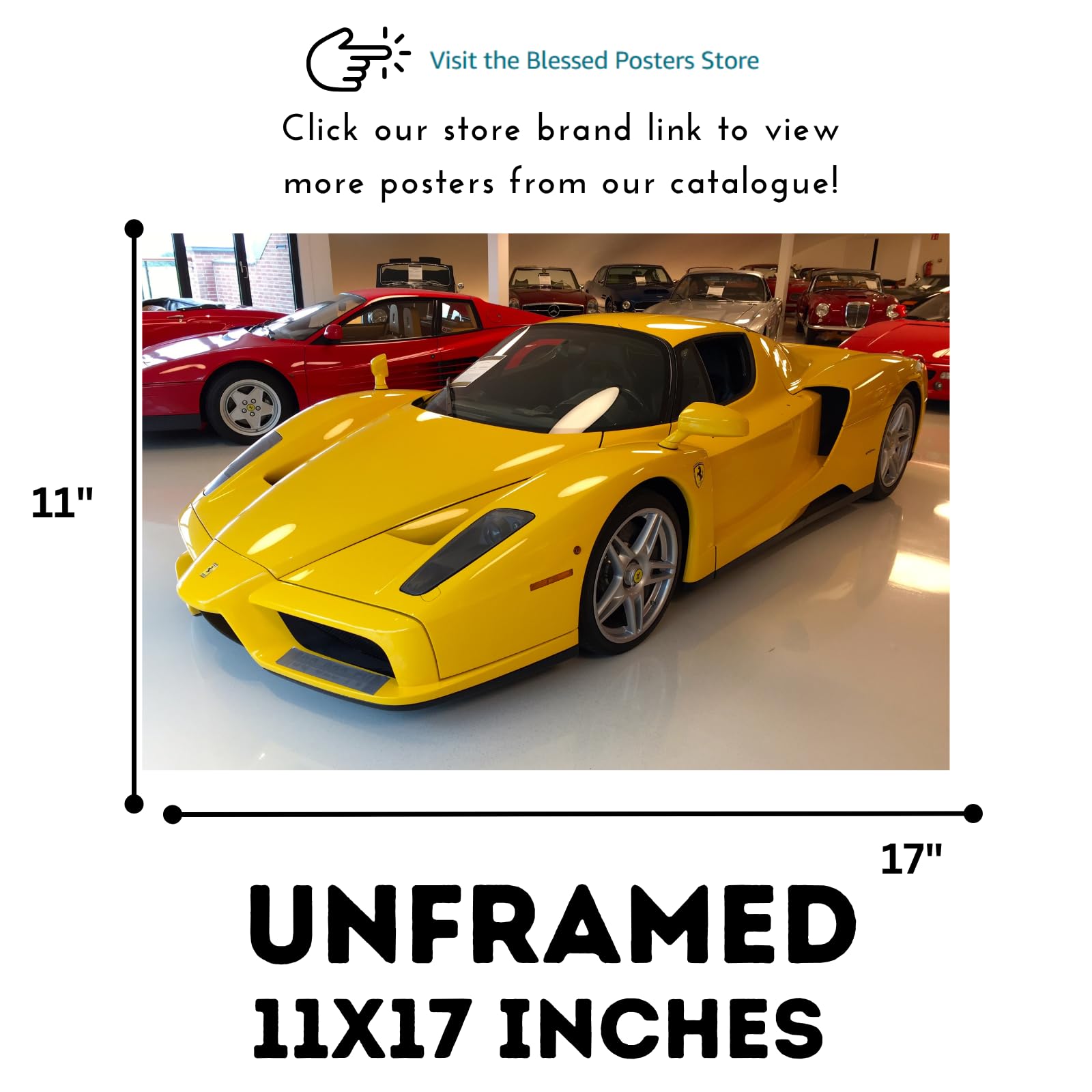Blessed Posters Ferrari Enzo Poster – Exotic Italian Supercar Wall Art – Luxury Car Print for Garage Office Bedroom Living Room Décor