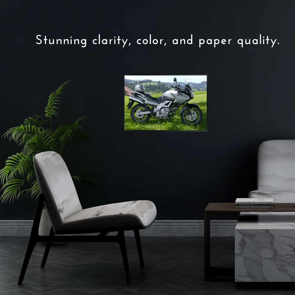 Suzuki DL650 V-Strom Motorcycle Poster - Adventure Touring Sportbike Wall Decor for Rider Garage, Living Room or Man Cave