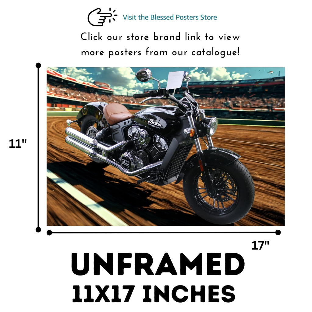 Indian Scout Motorcycle Poster Print Bobber Cruiser Wall Art Decor  for Garage, Office, or Man Cave