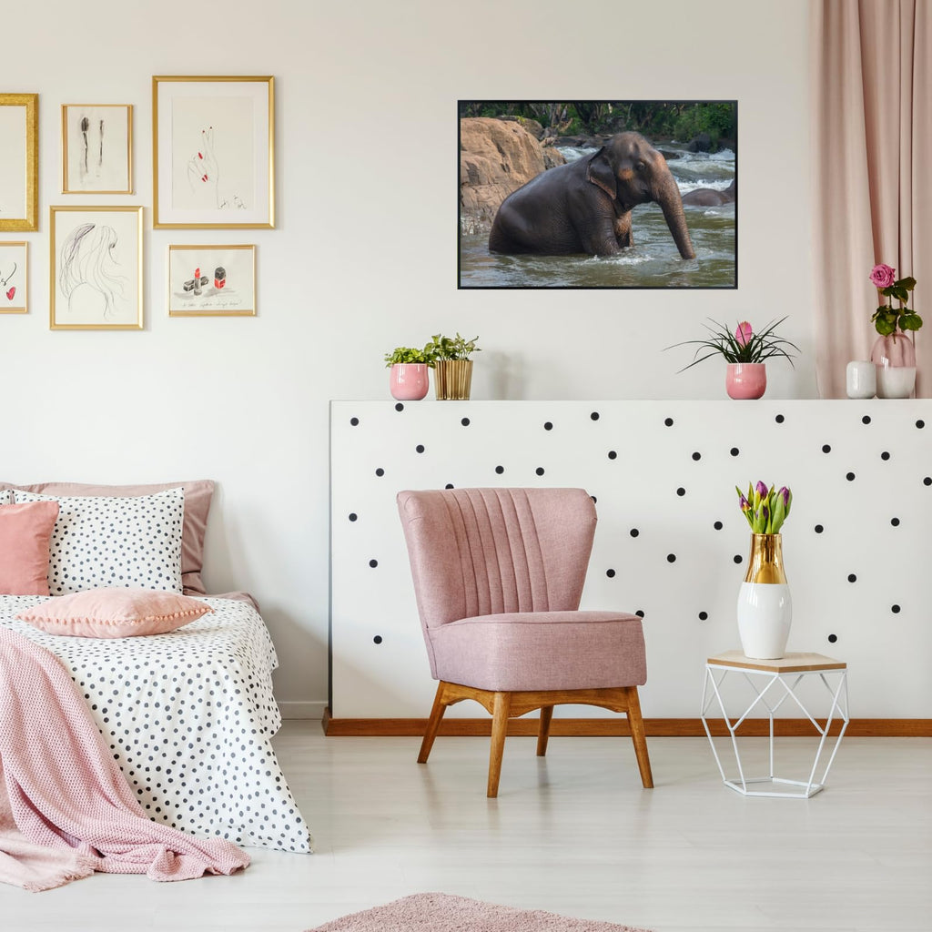 Asian Elephant Poster Wall Art Print – Wildlife Animal Decor for Living Room, Bedroom, or Office