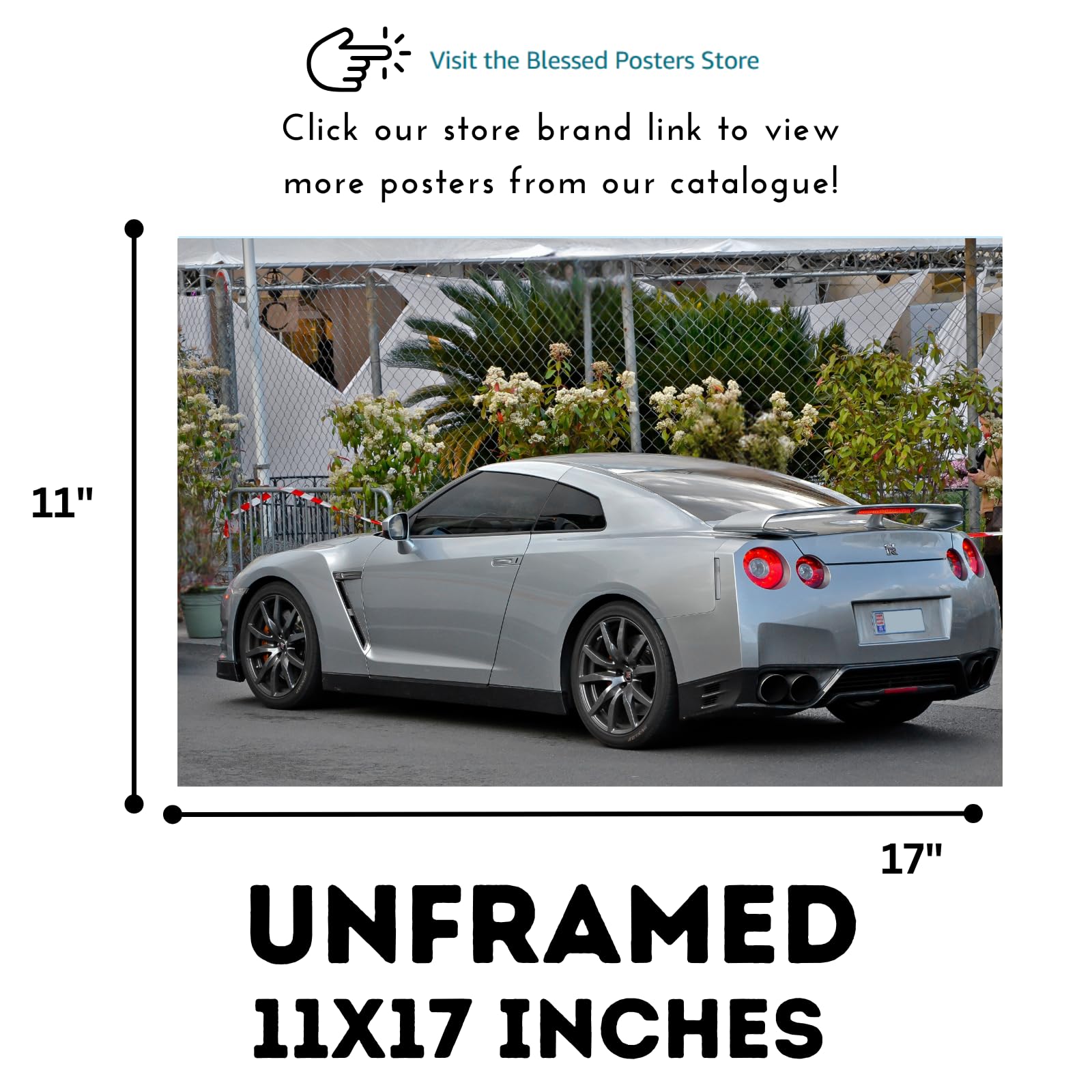 Blessed Posters Nissan GT-R Wall Art – Retro JDM Poster for Garage, Living Room, or Studio – Vintage Japanese Racing Car Print – Classic Automotive Decor for Car Enthusiasts