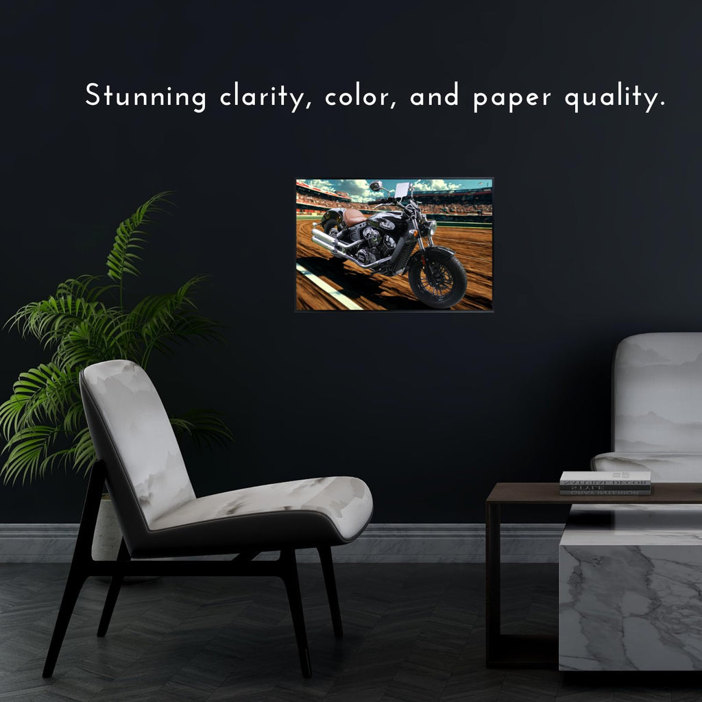 Indian Scout Motorcycle Poster Print Bobber Cruiser Wall Art Decor  for Garage, Office, or Man Cave