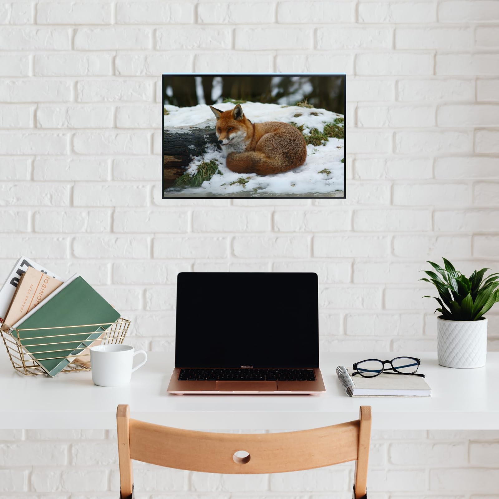 Snow Fox Poster – Wildlife Nature Wall Art Print for Bedroom, Living Room, Office, or Study Décor