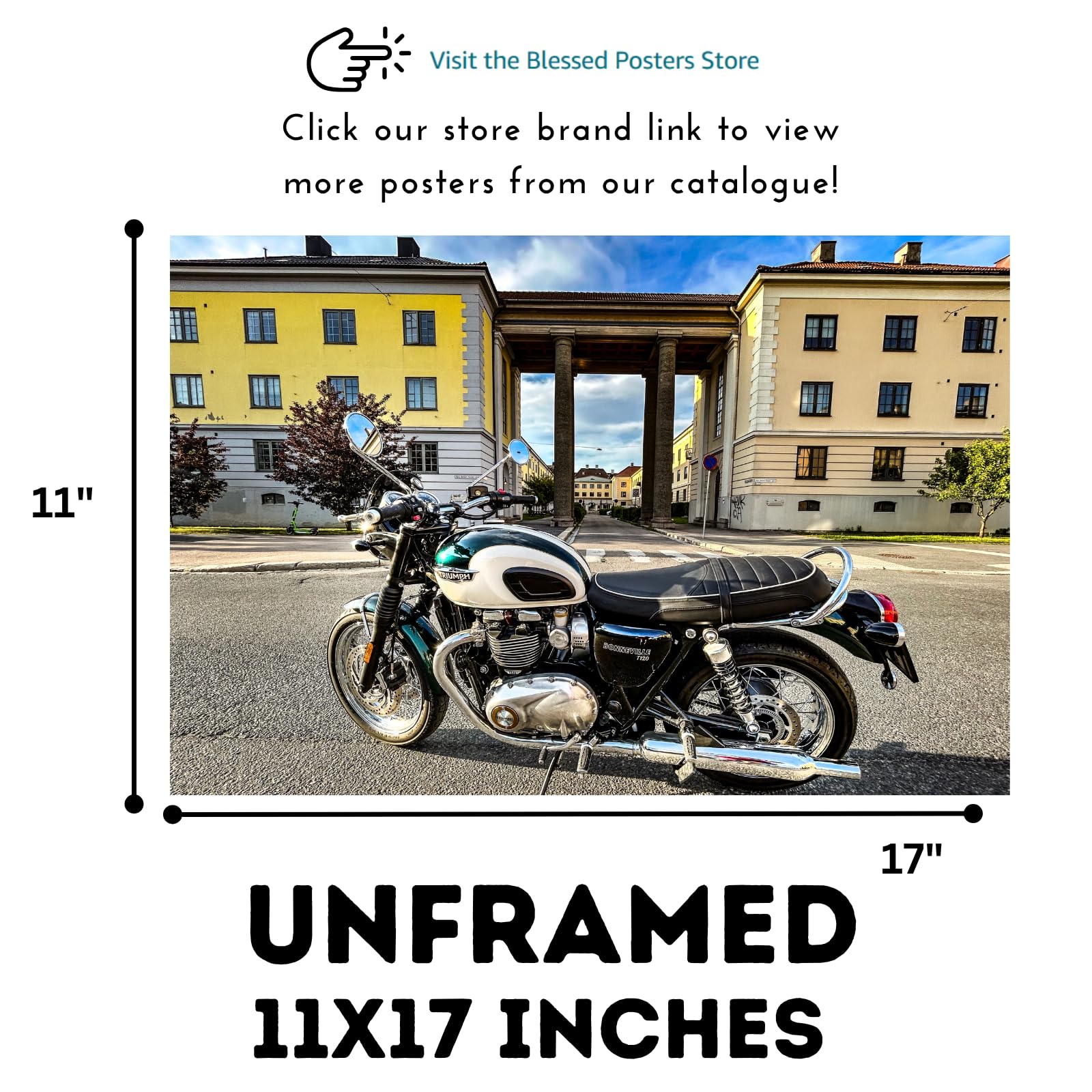 Triumph Bonneville T120 Wall Art – Classic Motorcycle Poster for Garage, Office, or Man Cave