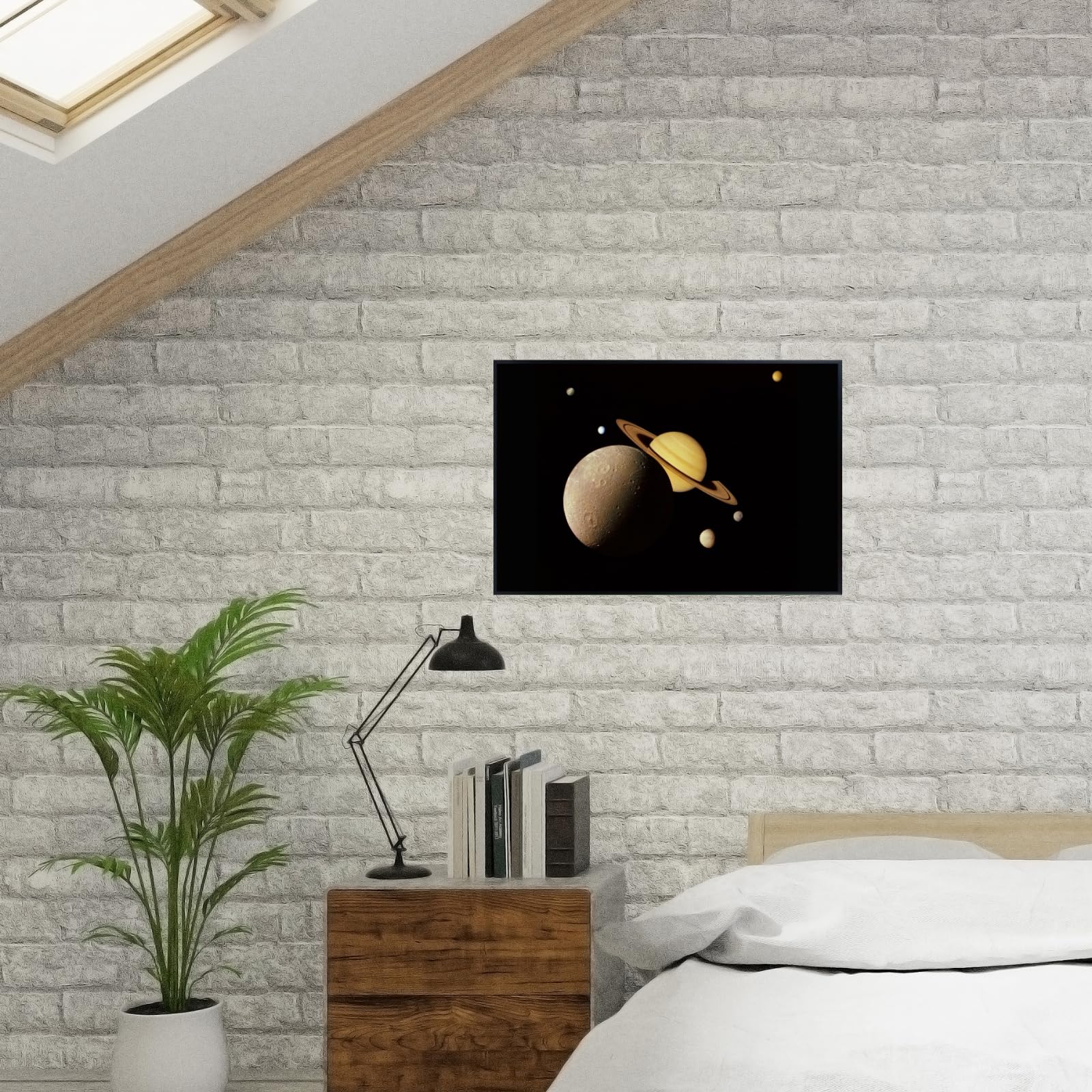 Blessed Posters Saturn System Montage Poster – Night Sky Wall Art Print for Home, Bedroom, Living Room, Office – Space and Astronomy Photography Artwork
