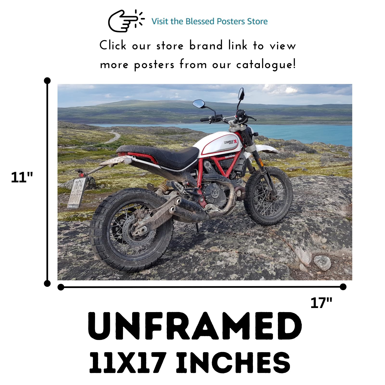 Ducati Scrambler Motorcycle Poster - Retro Motorbike Wall Art Print for Garage, Office, or Man Cave