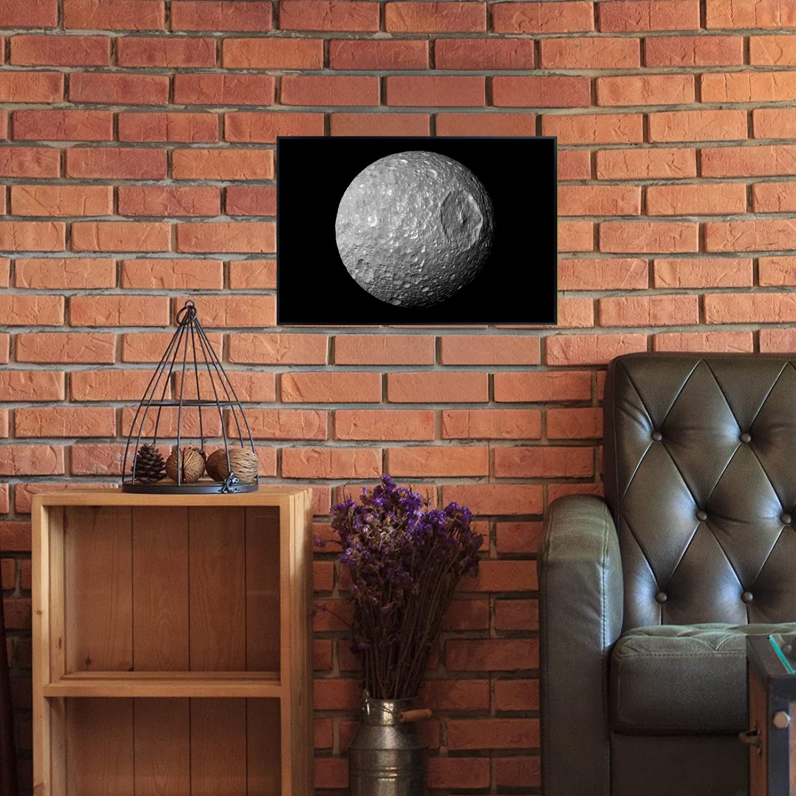 Blessed Posters Mimas Cassini 1 Poster – Night Sky Wall Art Print for Bedroom, Living Room, Office, or Home Decor – Space Astronomy Photography Artwork