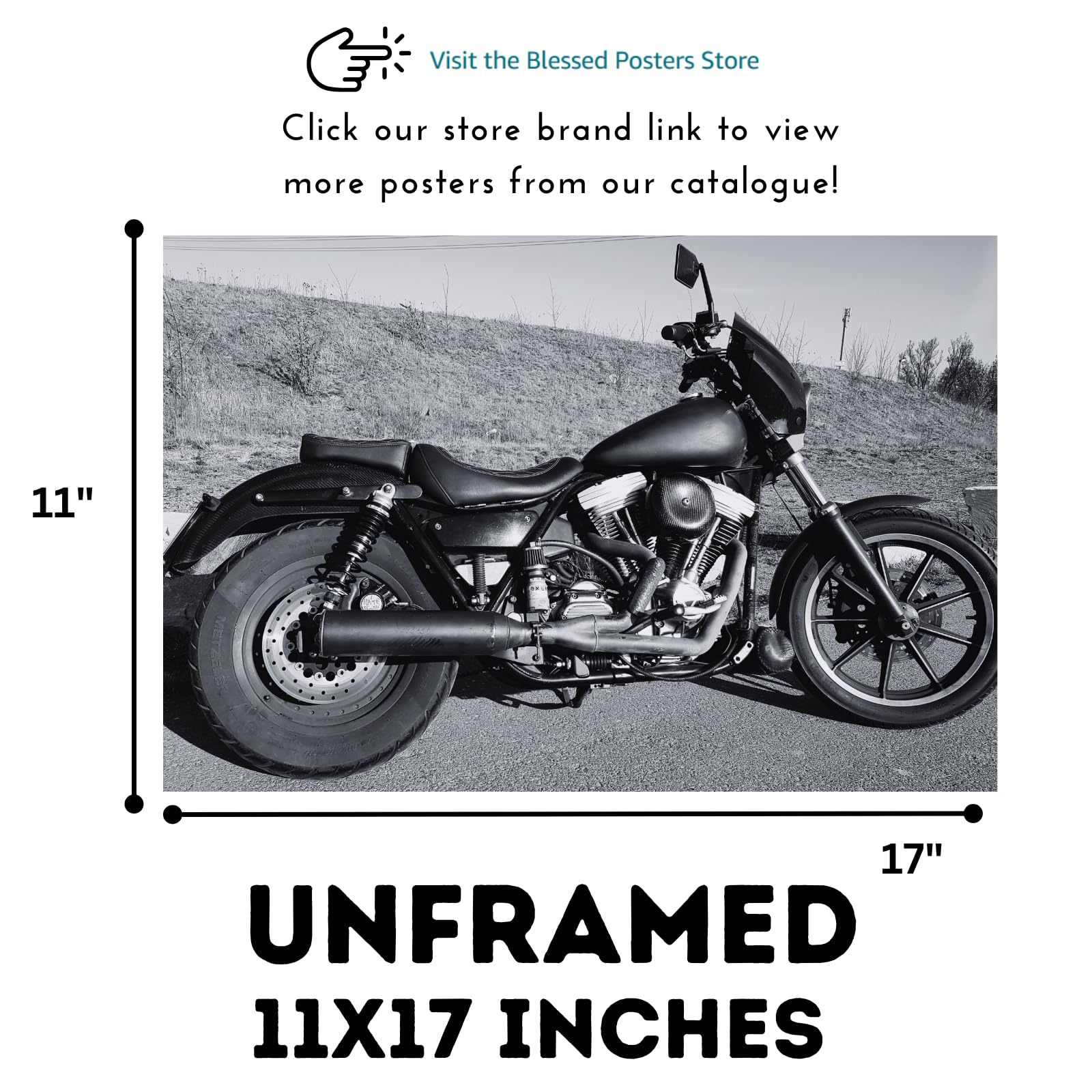 FX Superglide Motorcycle Poster - Power Cruiser Wall Deco for Office, Living Room or Man Cave