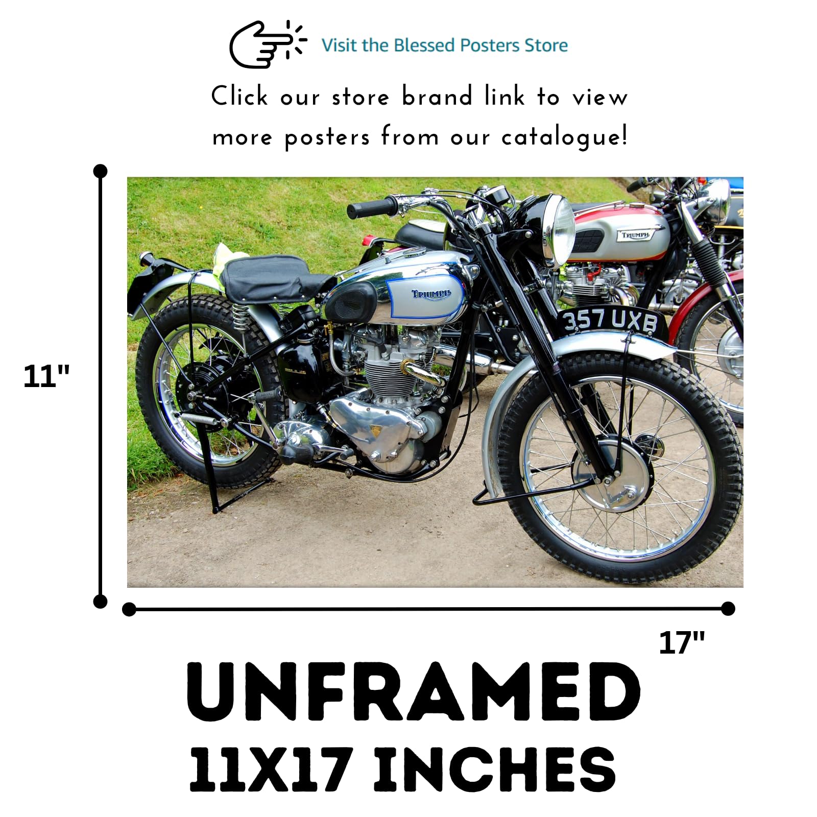 Triumph 6T Thunderbird Poster - Classic Motorcycle Wall Art for Garage, Office, Home