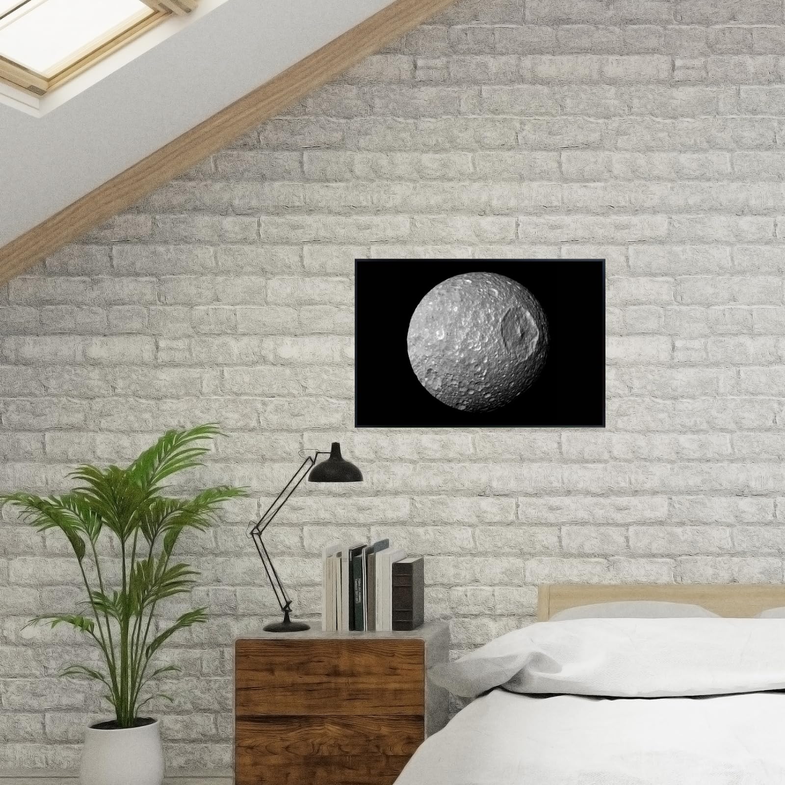 Blessed Posters Mimas Cassini 1 Poster – Night Sky Wall Art Print for Bedroom, Living Room, Office, or Home Decor – Space Astronomy Photography Artwork