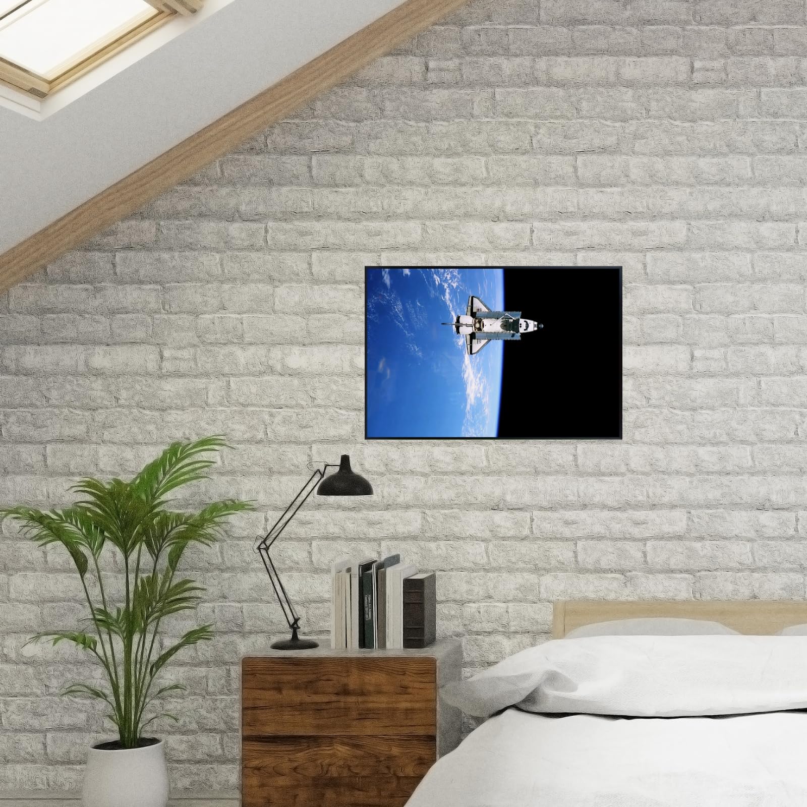 Blessed Posters Shuttle in Outer Space Poster – Astronaut Galaxy Wall Art Print for Home Office Bedroom Decor – Space Shuttle Photography Artwork