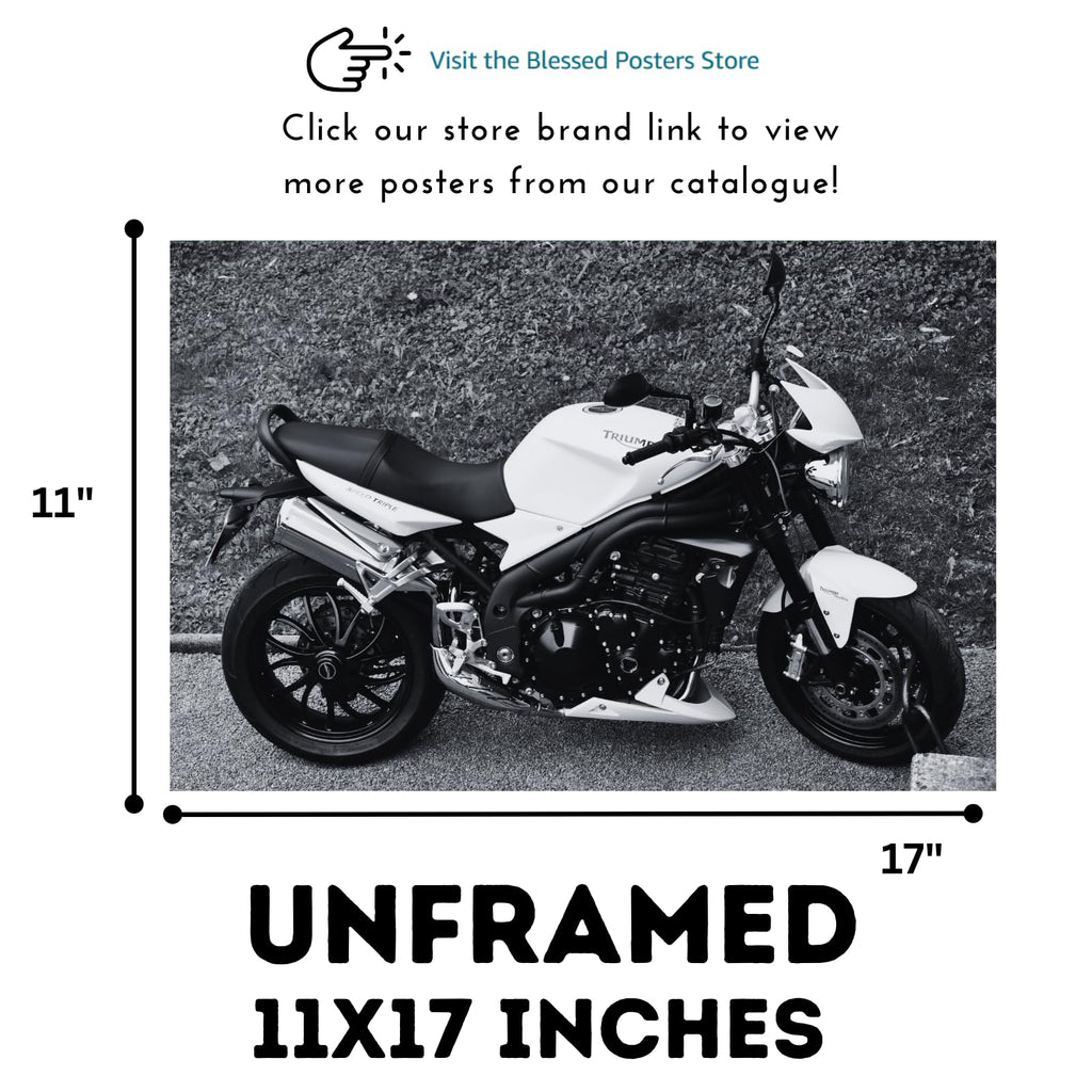 Triumph Speed Triple Motorcycle Poster - Sportbike Wall Art Print for Garage, Office or Living Room